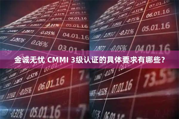 金诚无忧 CMMI 3级认证的具体要求有哪些？
