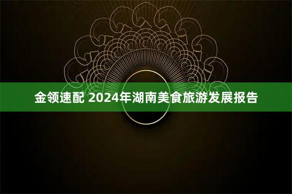 金领速配 2024年湖南美食旅游发展报告
